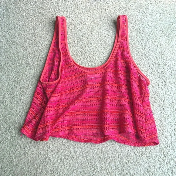 Reef Mesh Crochet Crop Tank Top Beach Swim Coverup Festival Summer Womens Large - Picture 2 of 5